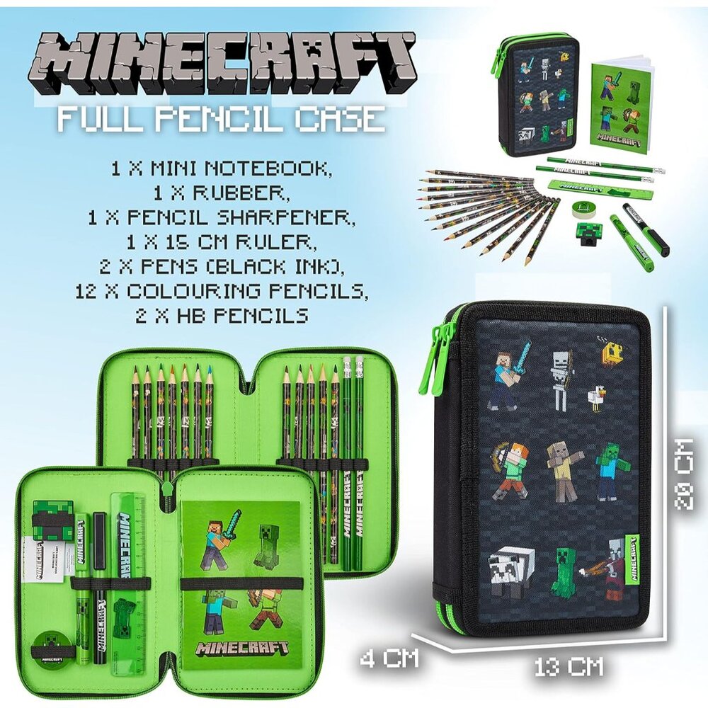 Kids Pencil Case Stationery Pens Colored Pencils Notebook School Supplies Gamer - Picture 7 of 7